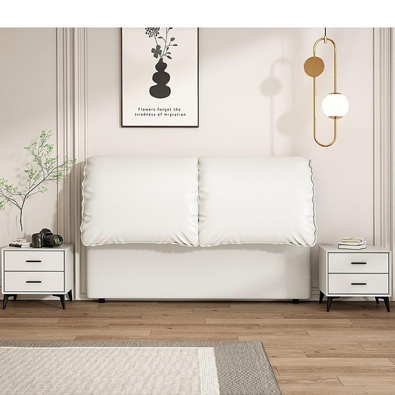 奶油大落象耳床头软包靠背实木地现代简朵约超薄轻奢766双人款单