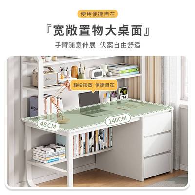 台式电脑桌出租屋家用卧室学生学习桌书桌书架一体初中生写字桌子