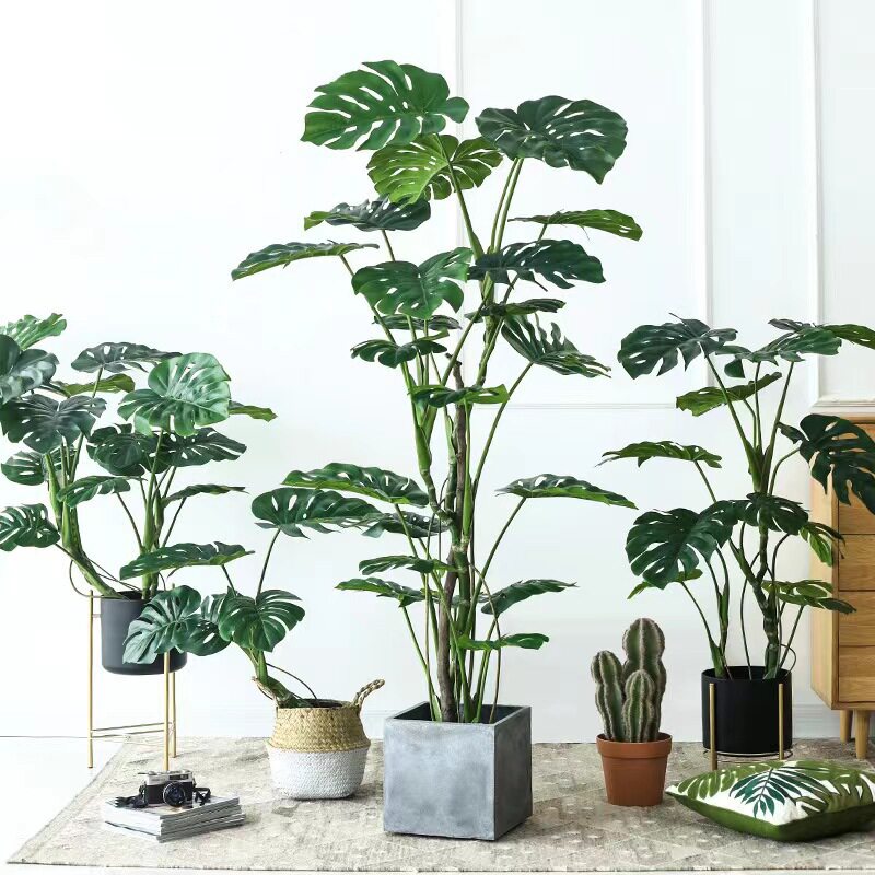 现货仿真植物龟背竹盆栽仿真树室内外橱窗造景装饰摆件家居