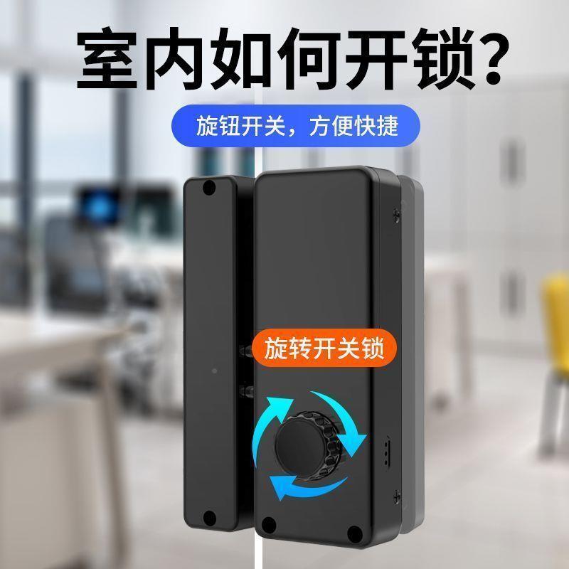 智能玻打璃门门锁有框璃门指门纹锁带玻璃门指玻框免孔有框玻璃门