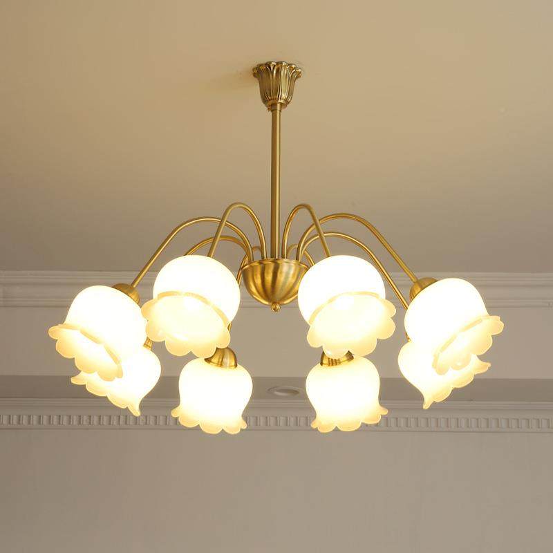 网红式奶油风铃卧兰奶油铃兰花吊法灯复古轻美式奢客厅吊灯餐厅室,家装灯饰光源,智能吊灯,淘宝优惠券,粉丝福利购,淘宝优惠卷
