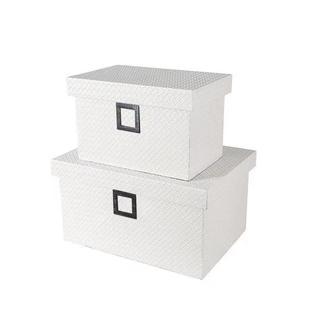 革大中小号米P白色编织皮质收纳箱卧室家用柜顶衣帽间样板房U皮装