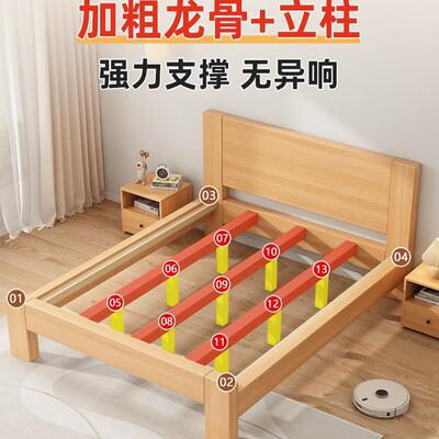 实木床VDV双米人床架约1.58床简现代1米2单人床出租家用卧室经房