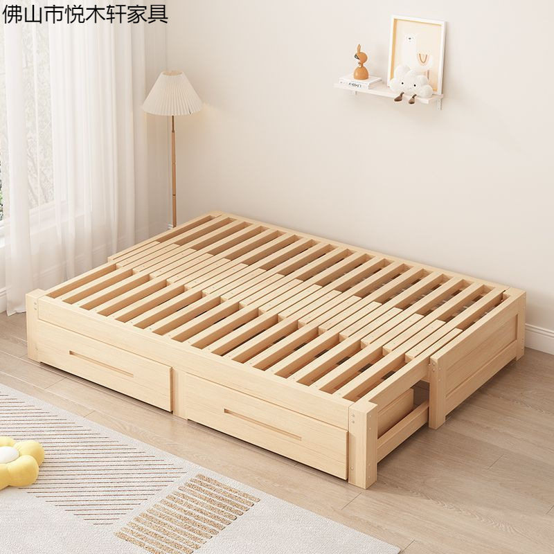 简易现代实木沙发床多功能折叠床拉床储物可小户型一体两用伸缩床