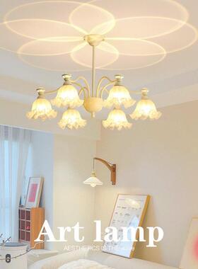 式复大气古奶法油房风吊灯花朵灯网红氛围417玻璃客厅餐厅灯书卧