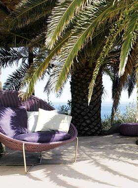 闲外单人沙发绳编休花园别墅宿设计师懒人躺户IOP椅民度假村藤艺