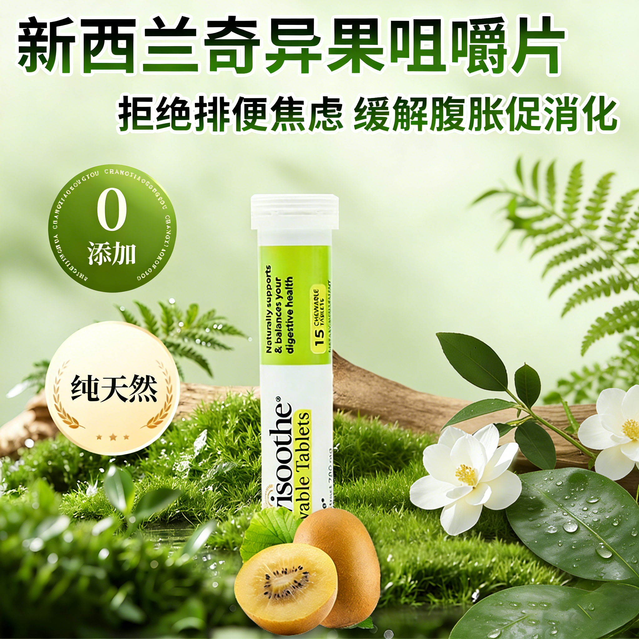 新西兰奇异舒奇异果咀嚼片奇异果酶益生元养肠胃