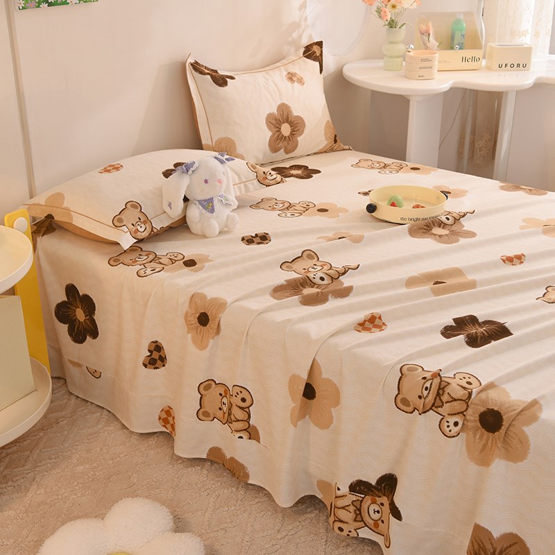 ins全棉加厚磨毛床单单件秋冬季双人1.5m1.8米纯棉被单人学生宿舍