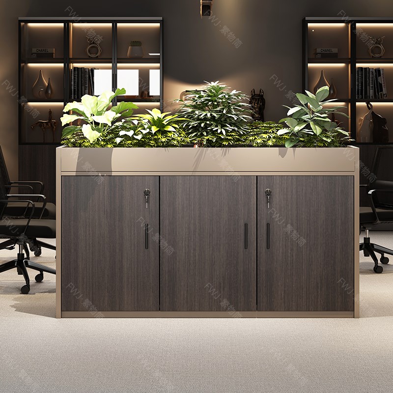 办公柜文件柜隔断花槽资料收纳杂物柜落地式办公室柜子矮柜储藏柜