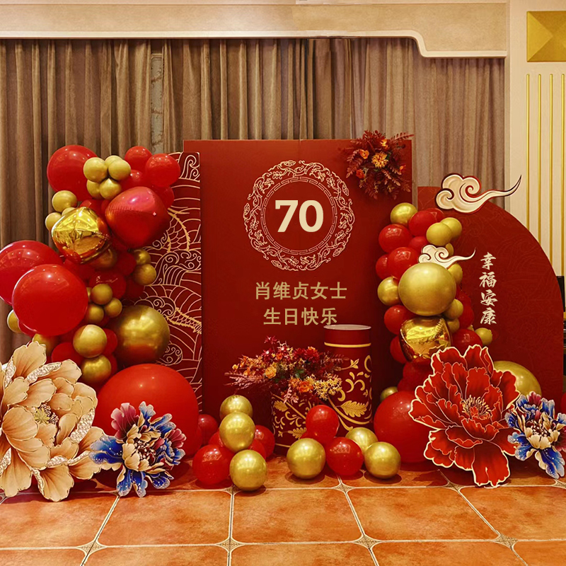 80大寿生日场景装饰老人寿宴背景墙布置60岁70祝寿气球寿星kt板