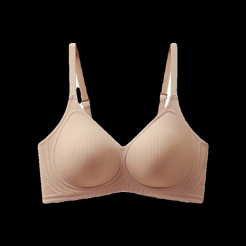 果冻胶条无钢圈无痕内衣软承托聚拢收副乳裸感条纹固定杯文胸罩