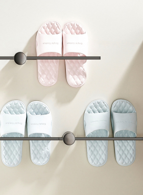 全铜浴室拖鞋架枪灰色免打孔w卫生间门后置物架厕所收纳沥水鞋架