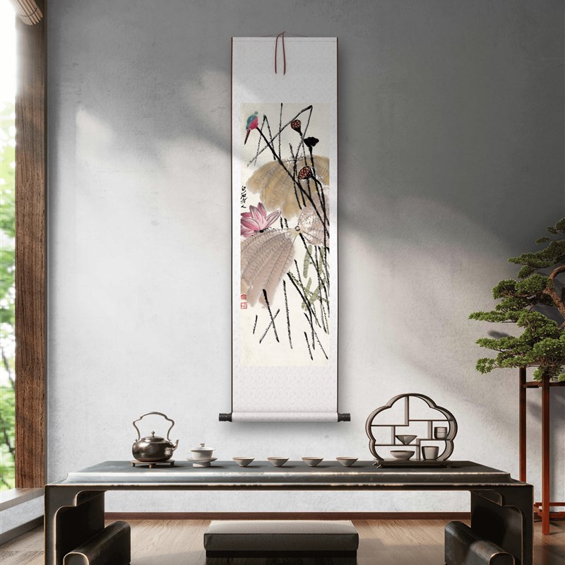 齐白石《四条屏》客厅书房茶室装饰画挂画玄关水墨高清卷轴字画