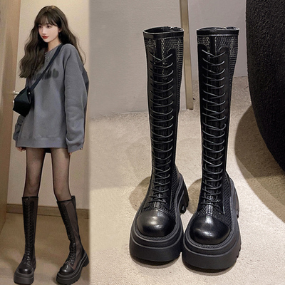 网靴女2024春夏季新款厚底百搭高筒网纱透气O凉鞋显瘦长筒凉靴子