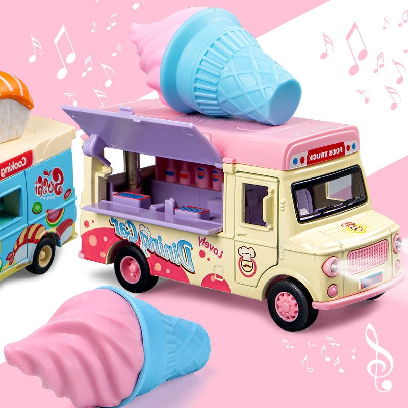 冰淇淋玩具车儿童小女孩汉堡雪糕餐车合金厨房惯性汽车巴士过家家