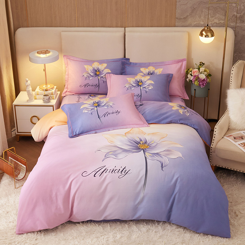 富安甄选全棉活性磨毛加厚床单被套秋冬保暖床品四件套纯棉三套件