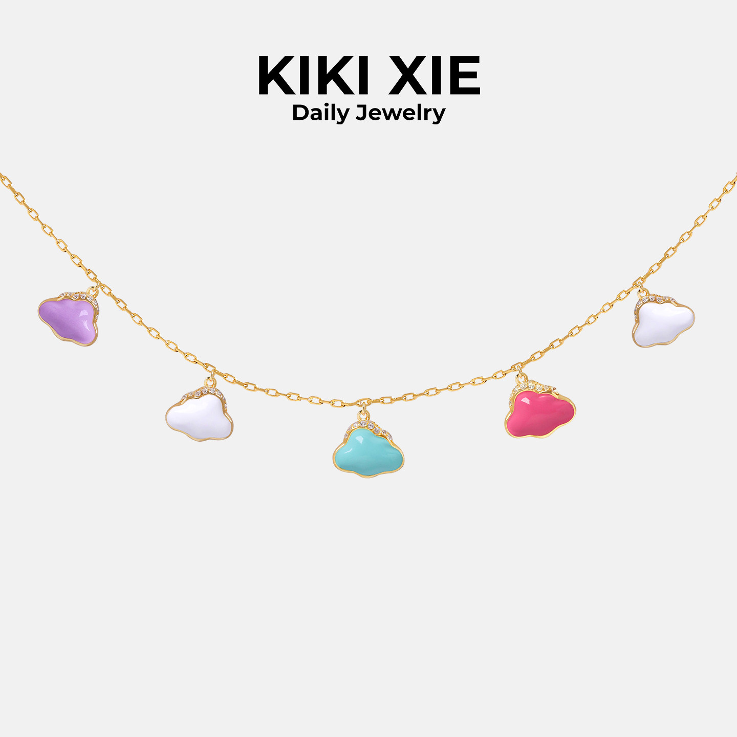 kikixie泡芙云朵S925银镀金项链