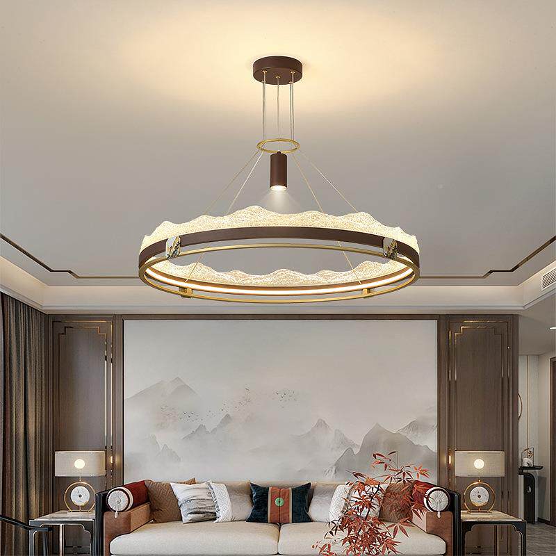新中式复古客楼厅灯599意式极简设计师大气圆环挑高现茶代吊简约