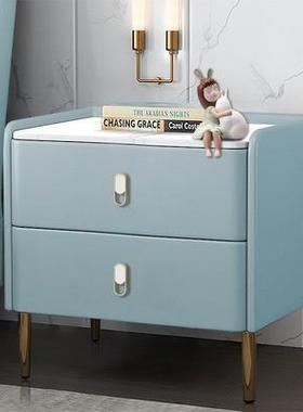 木简约现代岩板皮质755床头柜轻奢网红儿实柜童置免安装床边物柜