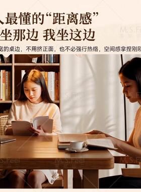 实木餐桌椅组LAZ合用加台厚家板长书桌长方形茶桌工作一体吃饭大