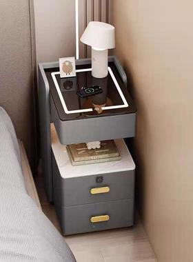 轻奢实木能头柜现代简约柜智2+1子多功能卧安室充电床储物柜免装