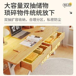 作木书桌学生家722s用书架一体桌实子卧室脑桌带抽屉业桌写电字学习桌