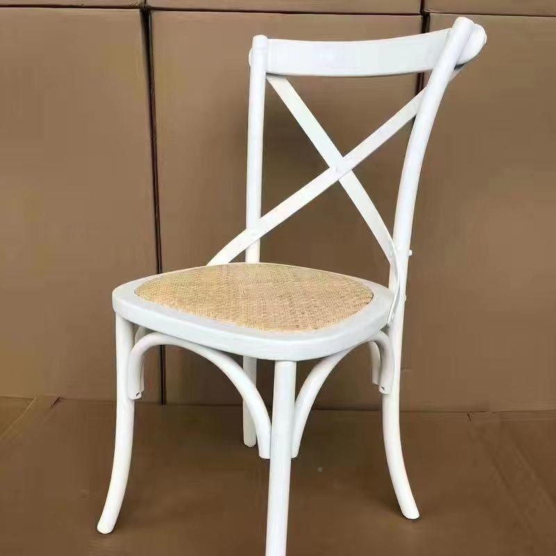 美村餐椅家用椅子实木复古靠背多种木椅编餐椅休闲乡藤叉式背椅