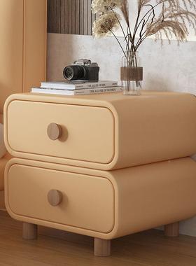 奶油款风新床头柜实皮质床边木简柜约现代卧室家用极简易型SL-533