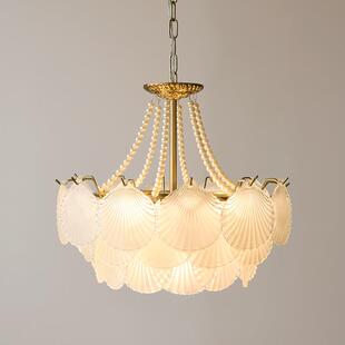 20厅24065年新款轻奢法式水晶美式复古客卧室网红奶油灯风灯饰吊