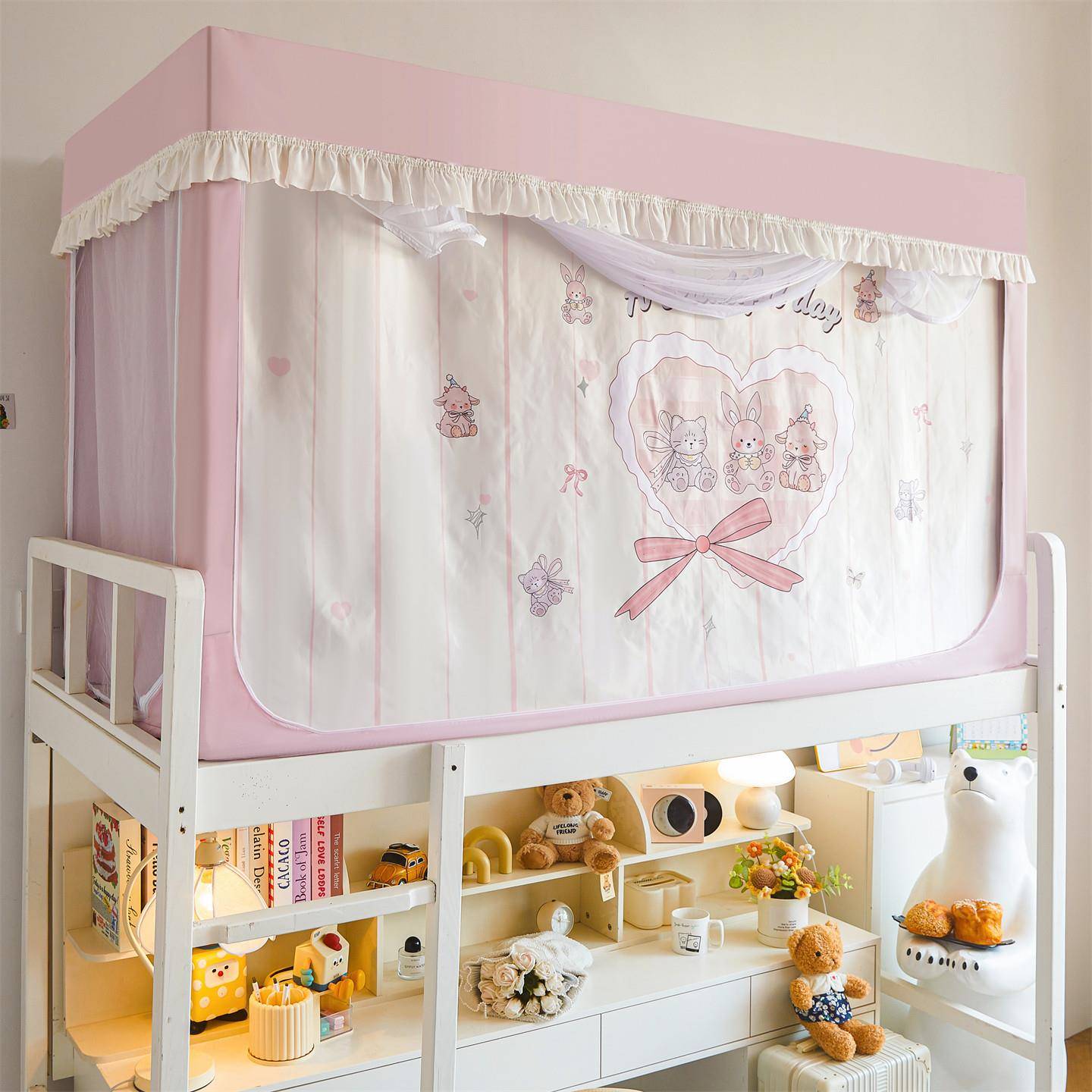 学生下遮光蚊帐2025新款小花边大卡通植绒舍款宿上版yywz8719铺通