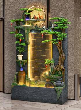 水幕墙喷流水屏风酒OAN店客玄关隔厅断庭院装饰假山鱼池泉墙景观