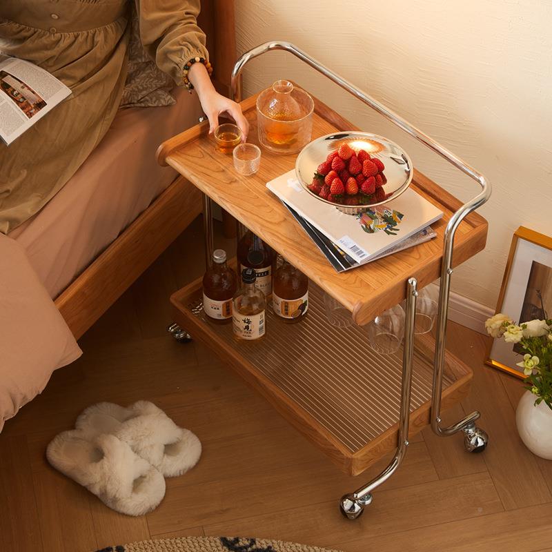 中古架实小车置物木网红客推厅沙发边几餐车可移动收纳茶几置hh物