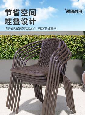 户外仿藤子靠背椅阳台休闲院庭椅单人家桌用棋牌餐LEJ椅老椅人