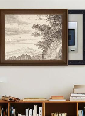 法式中古表箱装画复古客饰厅电源盒挂画DBX-1横版配电箱风平安果