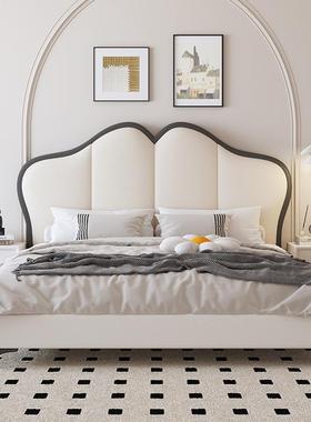 新法QLH式古靠皮床双人主卧1.复8m式奶油软风现代简约美轻奢公主