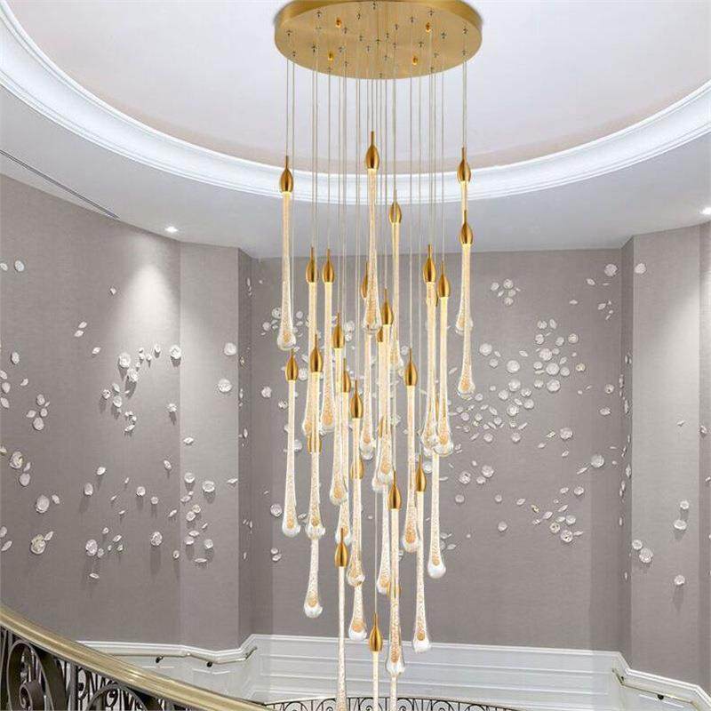 轻水奢晶水滴楼梯吊灯厅式现代别墅大气763客厅创意餐旋转复楼灯,家装灯饰光源,智能吊灯,淘宝优惠券,粉丝福利购,淘宝优惠卷
