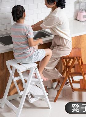 ZcmJ5Gkx实木叠梯子家用多能人字折室叠功梯楼梯内加厚折花架爬梯