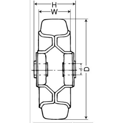 W-50宽006RS2215直径6寸胶黑色橡W-5006RS单轮轮42脚轮