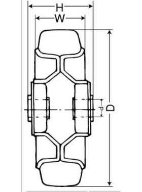 W-50宽006RS2215直径6寸胶黑色橡W-5006RS单轮轮42脚轮