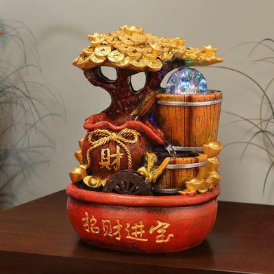 假山泉流水喷招财鱼水缸循NRU装环水风轮玄关办公室饰品开业高档