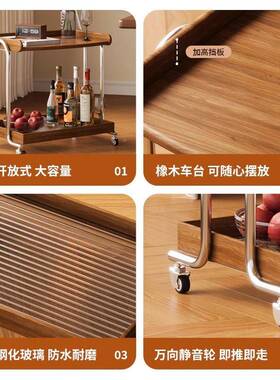 XTC01客厅置物架实推车中沙古风小推车实木边茶几小几发木移动收