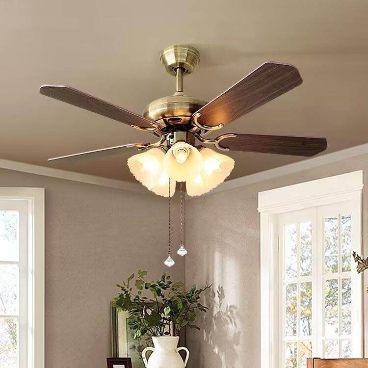 美式复古吊顶风扇灯客厅吸顶餐厅玻璃吊扇灯木扇卧室花纹玻璃吊灯,电子元器件市场,其它元器件,淘宝优惠券,粉丝福利购,淘宝优惠卷