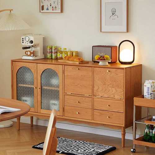 北美樱桃木实木餐边柜现代简约黑胡桃木日式复古客厅茶水柜储物柜