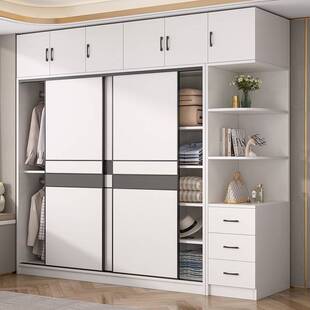 衣柜家用卧室出租房现代简约小户型衣橱儿童实木简易推拉移门柜子