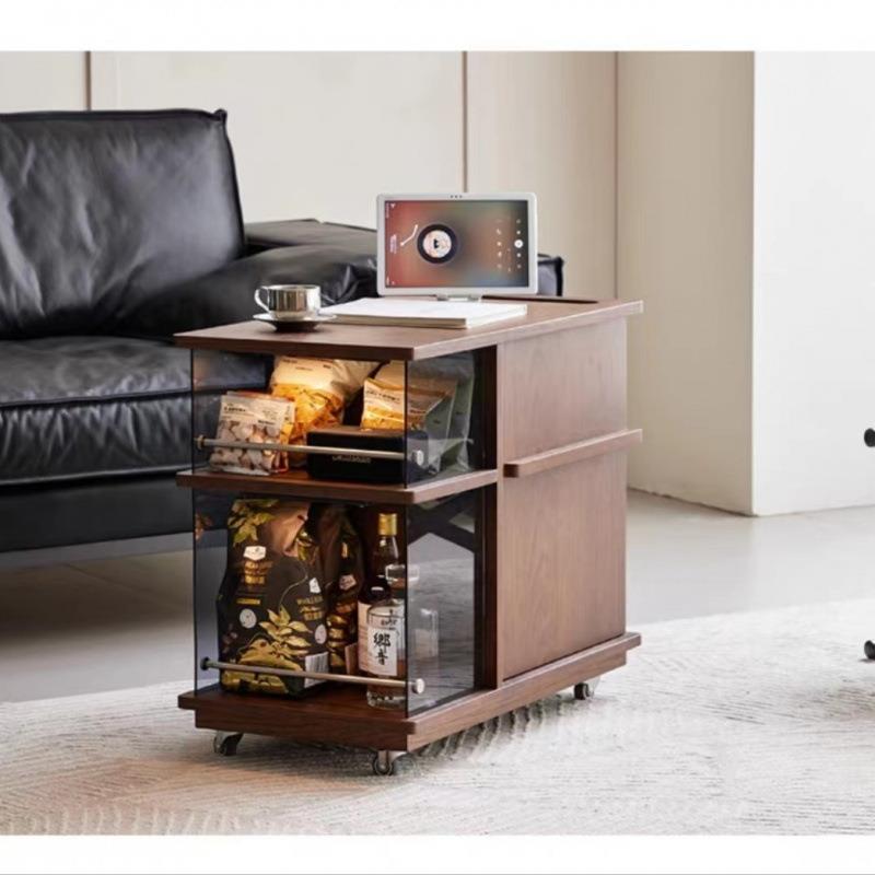 简约可移动茶水边无品牌/几带轮客厅发侧沙边几小推车实木茶小几