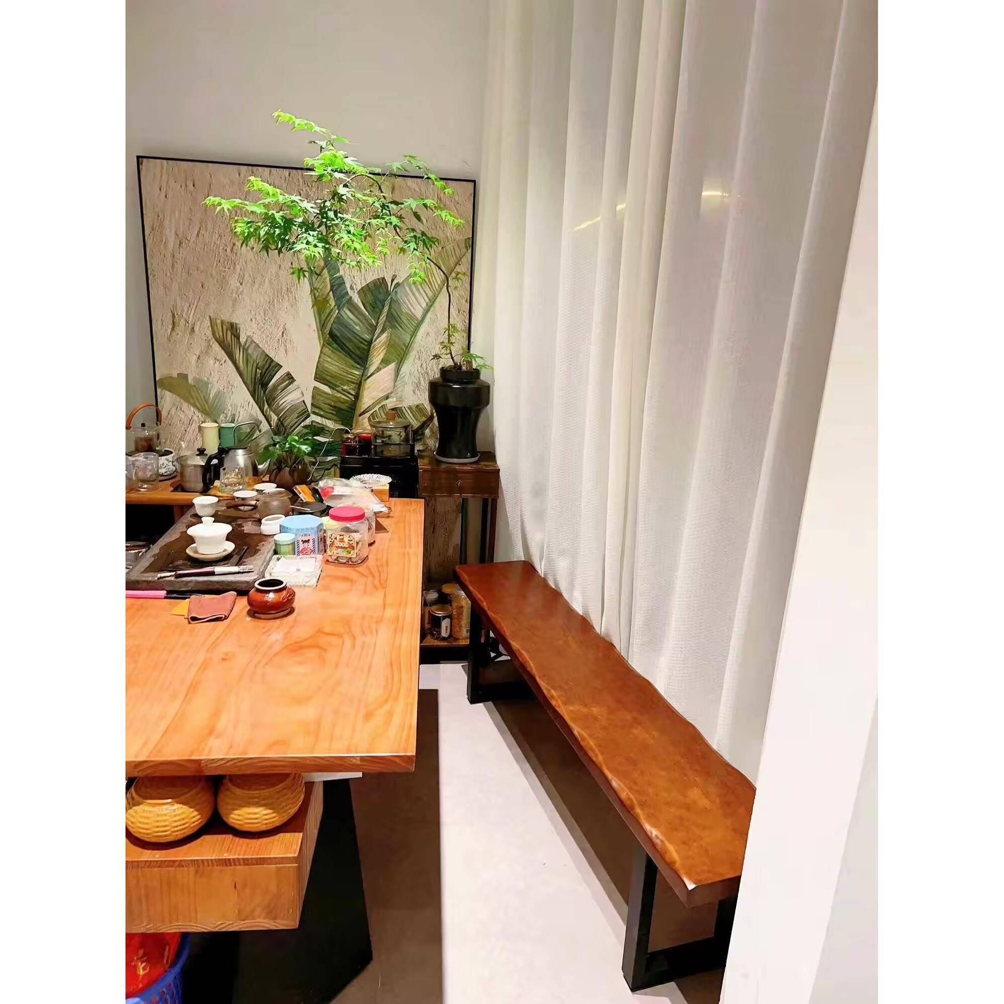 5V实木茶椅餐厅长条凳现代约长台椅长条873简板凳客子厅阳休闲椅