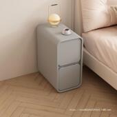 奶油床头柜简约缝现床头柜代实木床柜小型床边窄2夹0c边m迷你收超