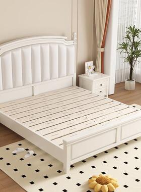 美白色实床现代简约奶风1.木8HZ-05#米双人床1.油5主卧公主软包式