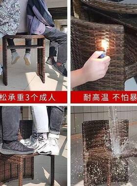 53795新款阳台休套闲桌椅组合椅三件网红茶家桌小型用仿藤藤编椅