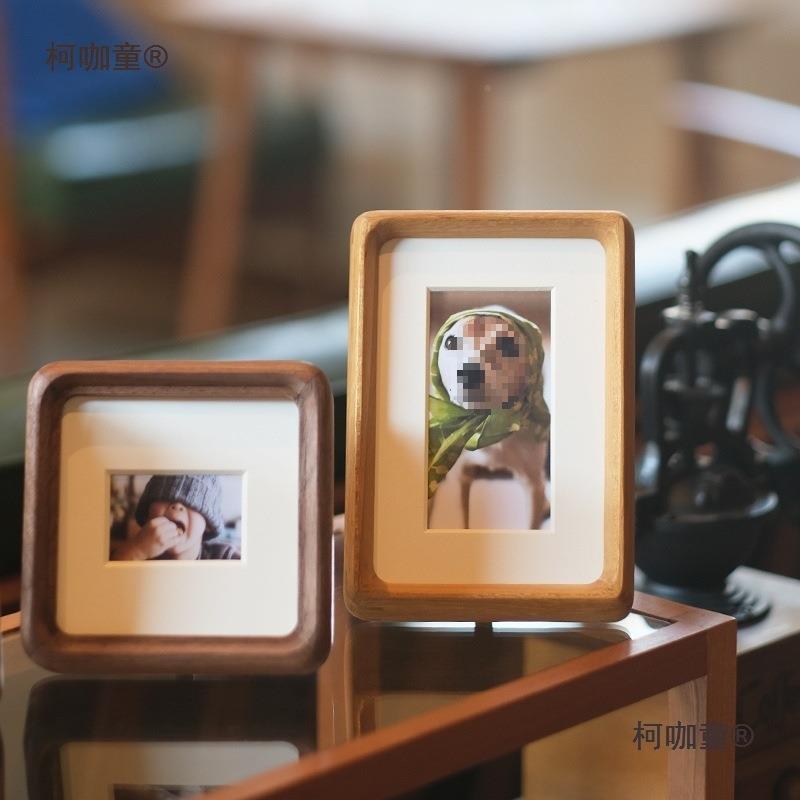 式相框念照片木框黑胡桃实木柯咖童框柚镜框宠日物照纪照冲洗亲子